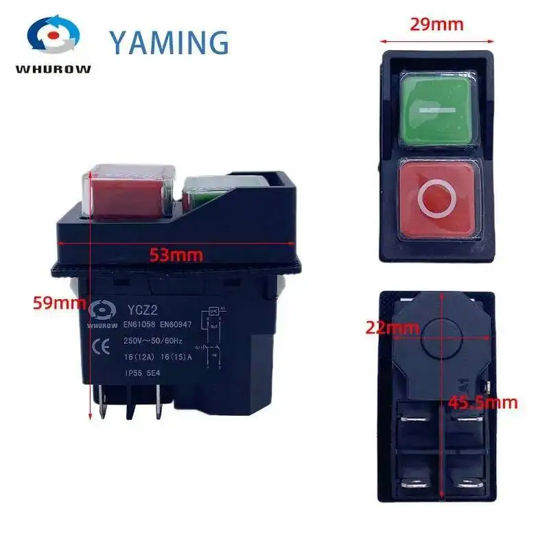 YCZ2 электромагнитный переключатель 4/5 Pin 110V/220V мгновенный (сброс) ВКЛ./ВЫКЛ. Красный/зеленый Кнопка аварийной остановки Замена KJD17