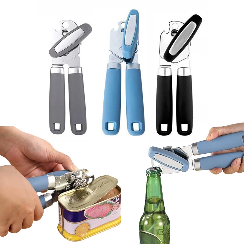 Heavy Duty Can Opener Bottle Openers Rust Proof Oversized Handheld Easy Turn Knob Multifunctional Stainless Steel Kitchen Tool