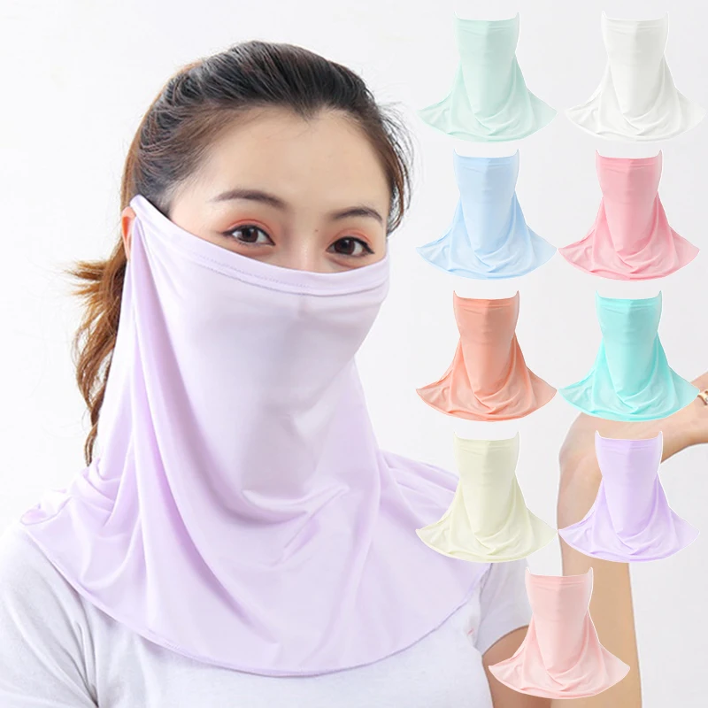 

Solid Color Sunscreen Mask Traceless For Women Detachable Facekini Ice Silk Anti-Ultraviolet Summer Breathable Thin Cover Face