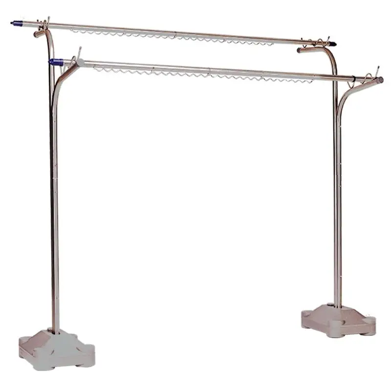 Clothes drying rack Floor-to-ceiling folding outdoor stainless steel double rod type balcony quilt drying rack Large