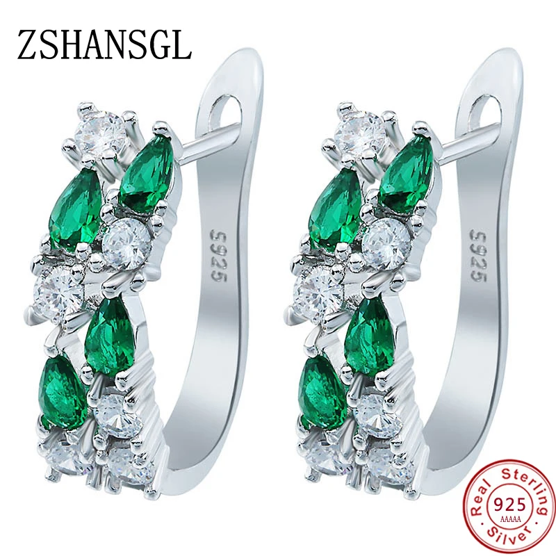 Fashion Solid 925 Sterling SIlver Lucky Forever Circular Zircon Crystal Stud Earrings for Women Authentic Original Jewelry Gift
