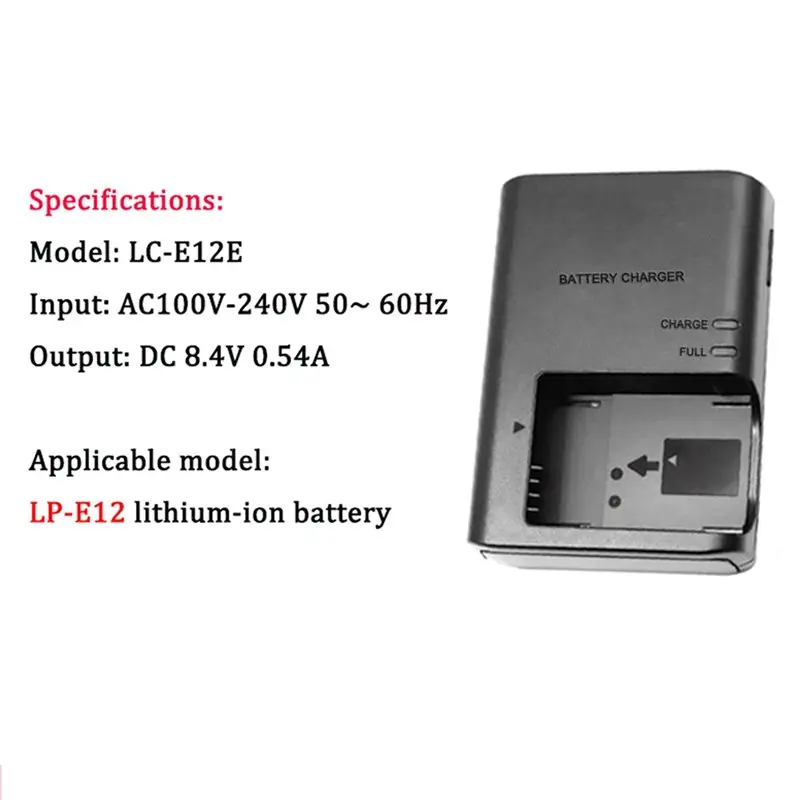 【PUBLICITY】EOS-M EOS-M EOS-M200 M50 M50II M10 M100 100D Rebel SL1 Kiss X7 Compatible For Canon LP-E12 LPE12 Battery LC-E view 3