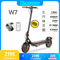 8.5 Inch iScooter W7 Electric Scooter 350W Motor 36V 7.8Ah Battery 25km+ Range 4-speed 35km/h Dual Suspension e Scooter With APP