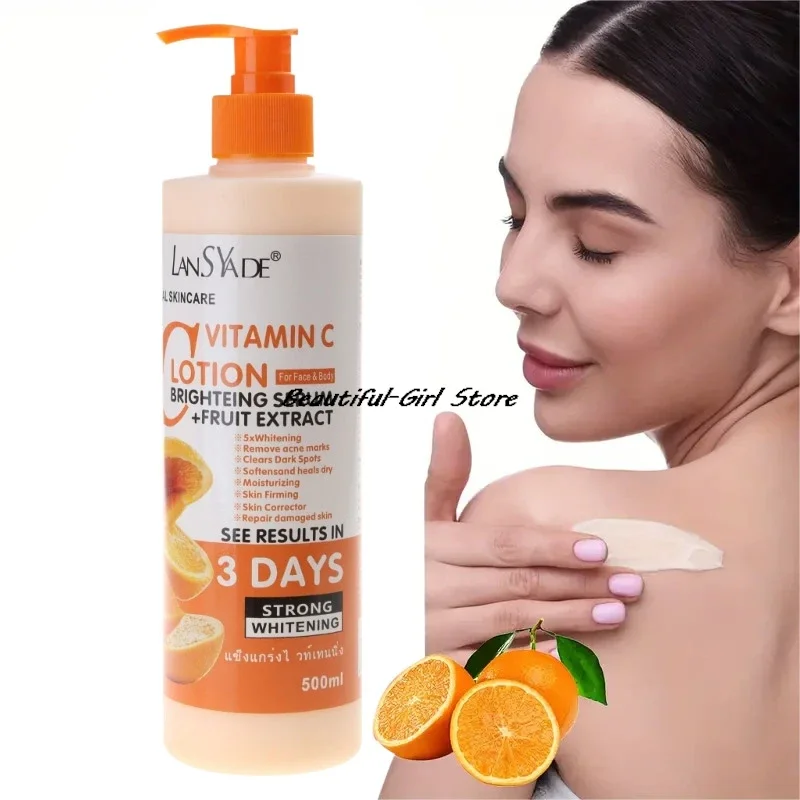 Loción corporal de 500ml, vitamina C, hidratante, nutritiva, reparación suave y delicada, crema para el cuidado de la piel iluminadora antiagrietamiento