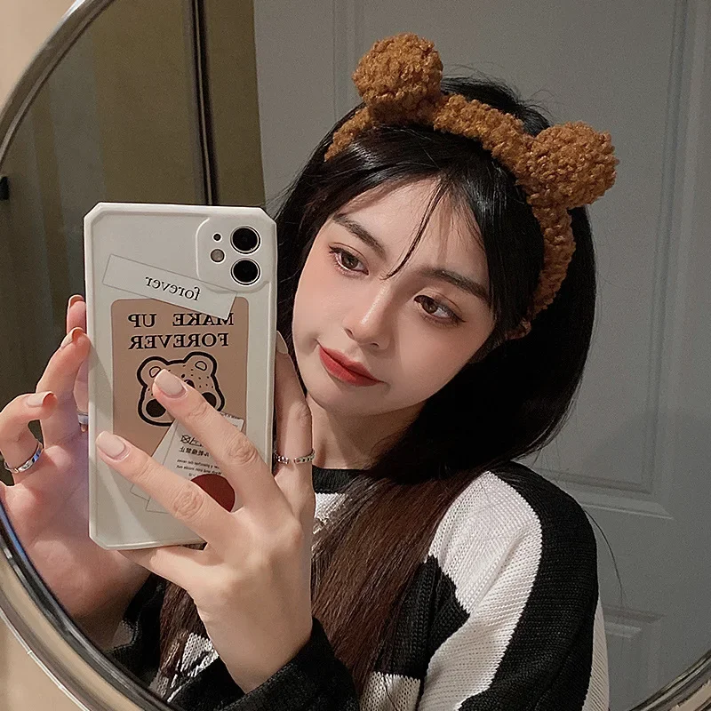 Cute Plush Little Bear Ears Cartoon Hair Hoop for Women Girl Hair Band 2024 Autumn Winter Hairband Headdress Hair Accessories image 6
