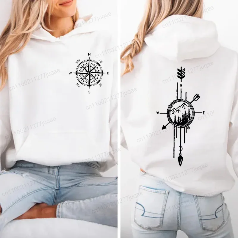 

Compass camping Graphic Women Hoodies Winter Autumn Clothes Y2k Sweatshirt Top Hoodie Long Sleeve Women's Nature Clothing