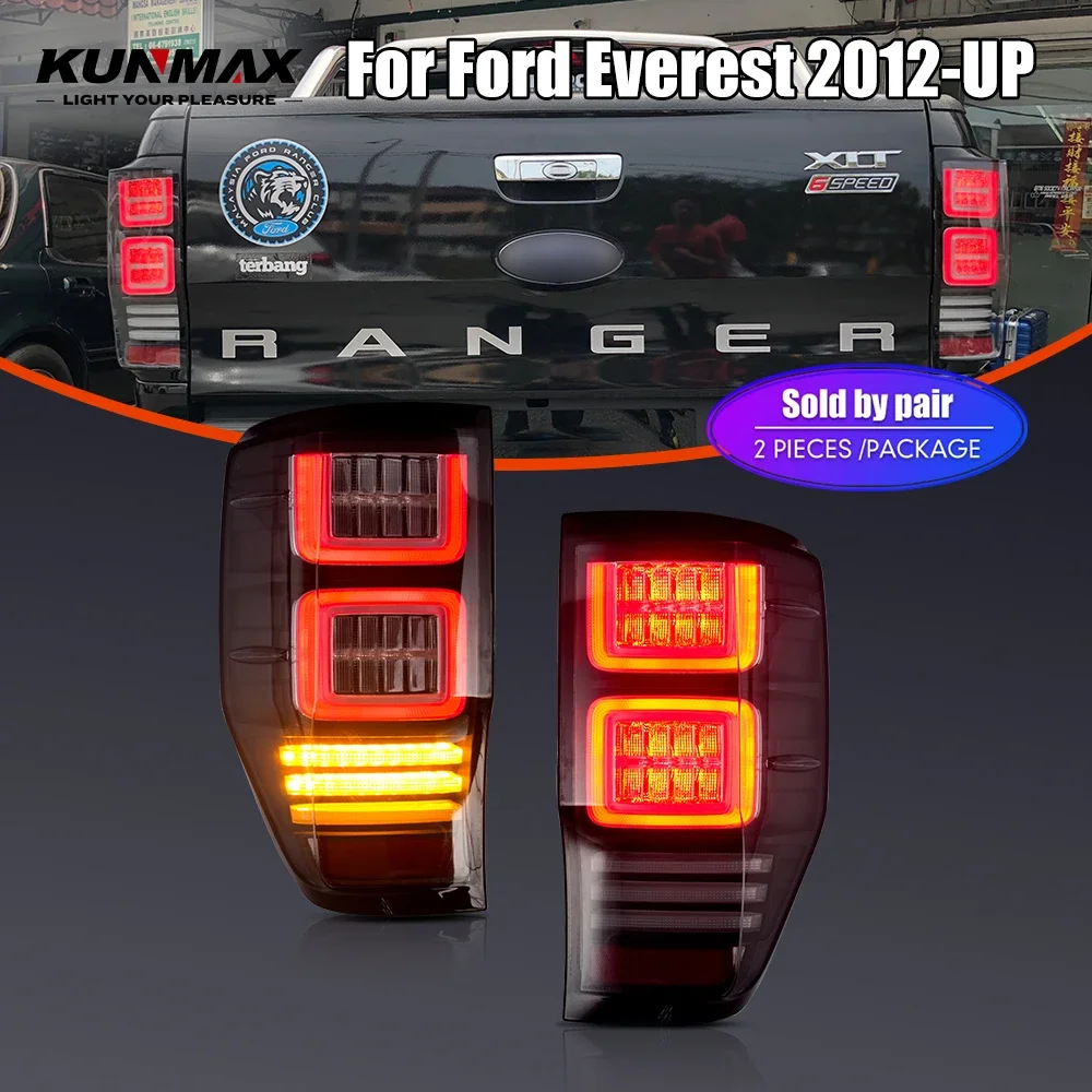 Pair Of LED Tail Lights For Ford Everest 2012-UP DRL Reverse Brake Turning Signal Plug And Play Car Rear Tail Light Assembly
