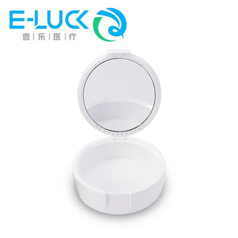 Travel Dental Denture Storage Box With Mirror Portable Orthodontic Retainer Container for Clean Oral Appliance Storage