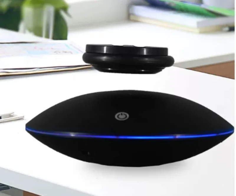 360‑Degree Rotating Magnetic Levitation Floating Display Stand Creative Black Tech Ornament Floating Showcase Base for Home