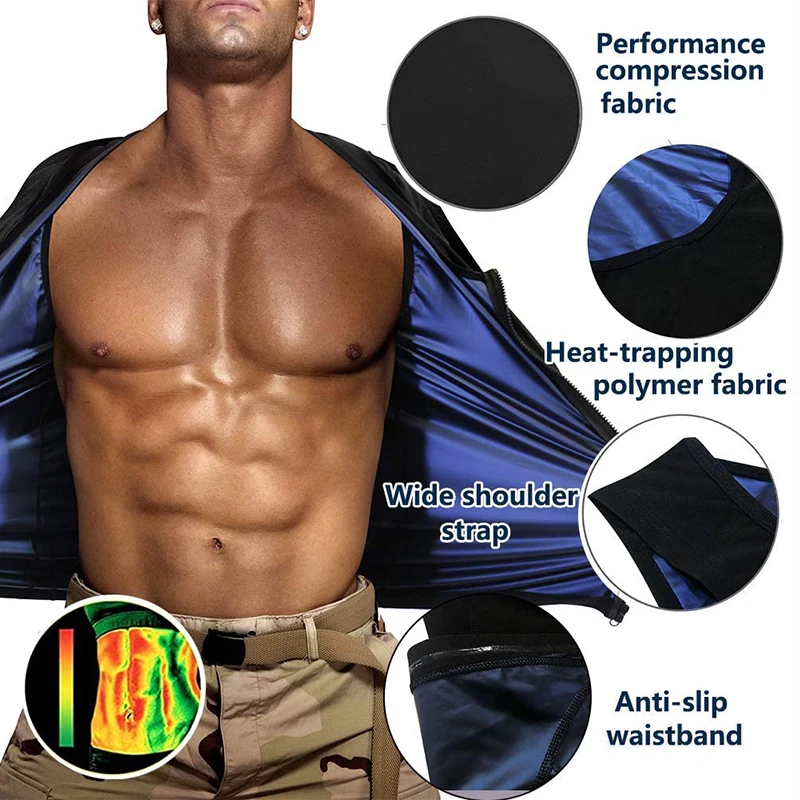 Men Gynecomastia Compression Tank Top Sweat Vest Fitness Body Shaper Shirt Thermo Sauna Workout Shapewear Slimming Fat Burner