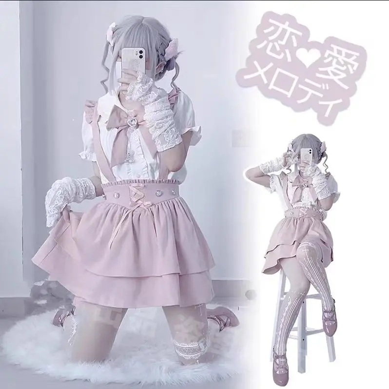 Kawaii Frauen hemden lolita y2k süße Bluse im japanischen Stil elegante langärmlige süße Oberteile lässiges Büro Damen ästhetisches Hemd