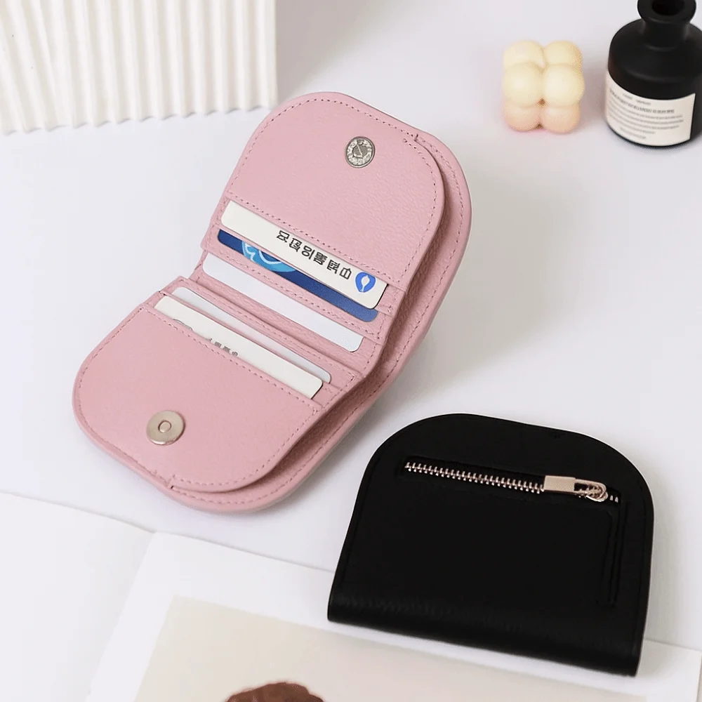 

Fashion Zipper Short Wallet Mini Korean Style Coin Purse Solid Color Multifunction PU Leather Card Holder Clutch