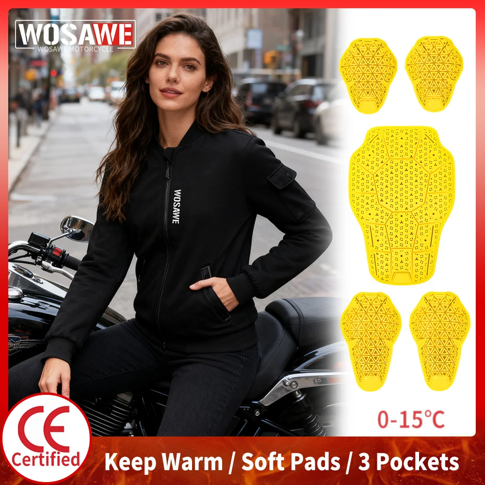 

WOSAWE CE Level 1/2 Motorcycle Warm Jacket Men Women Bomber Jacket Off-Road Motocross Armor Functional Outwear for Fall Winter