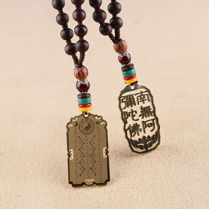 Amitabha Buddha Amulet Pendant Necklace Nepal Buddhist Mala Wood Beads Necklace For Women Men Jewelry Gifts Jewelry Drop Shippin