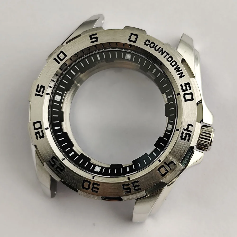 Caixa de relógio 44mm caixa mecânica modificada nh35nh36 vidro safira adequado para movimento nh35anh36 pulseira/caixa de aço inoxidável