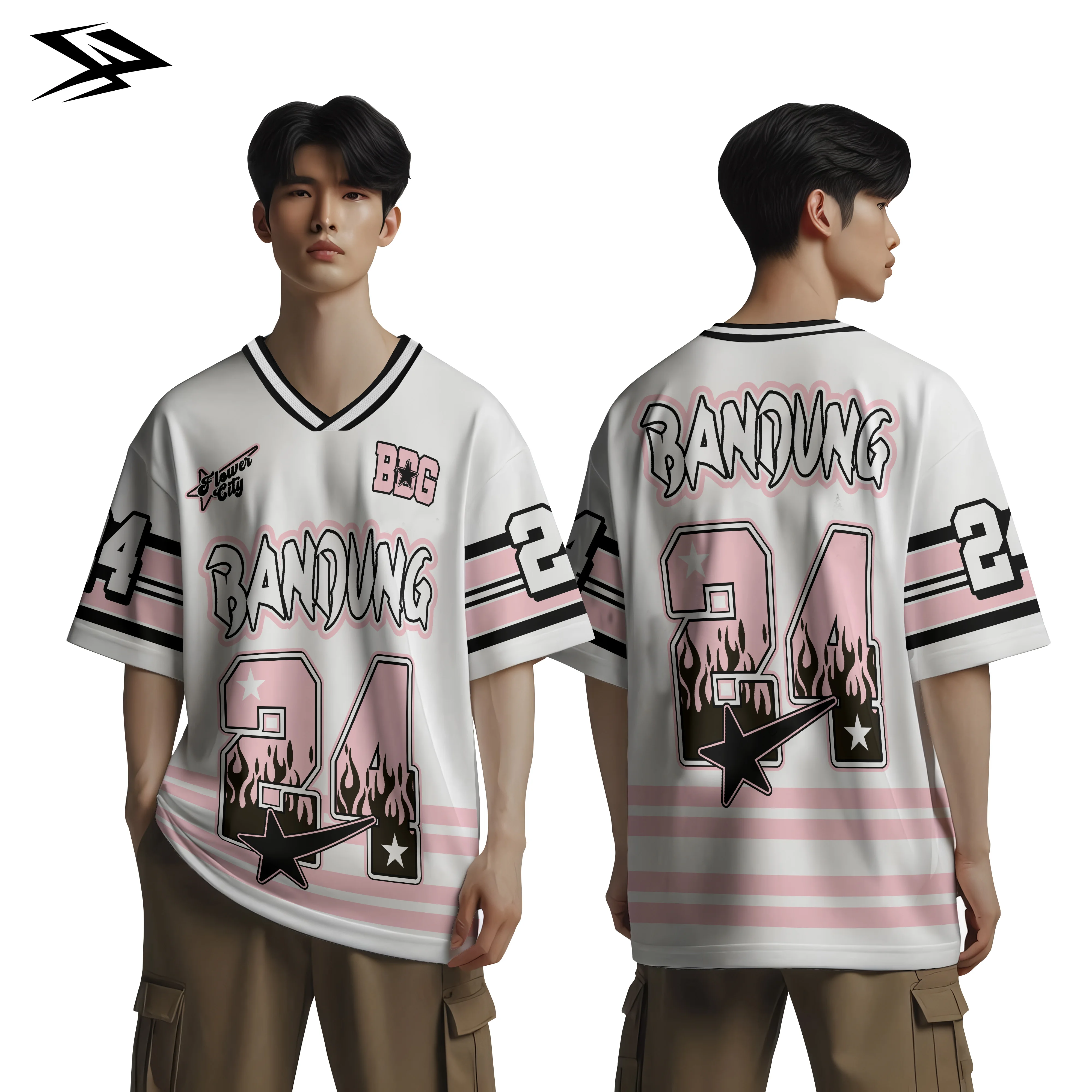 

2025 Jersey Fashion Trend Letter No. 24 Printed Men's Short Sleeve Personalized Sports Streetwear Breathable Comfortable T-Shirt