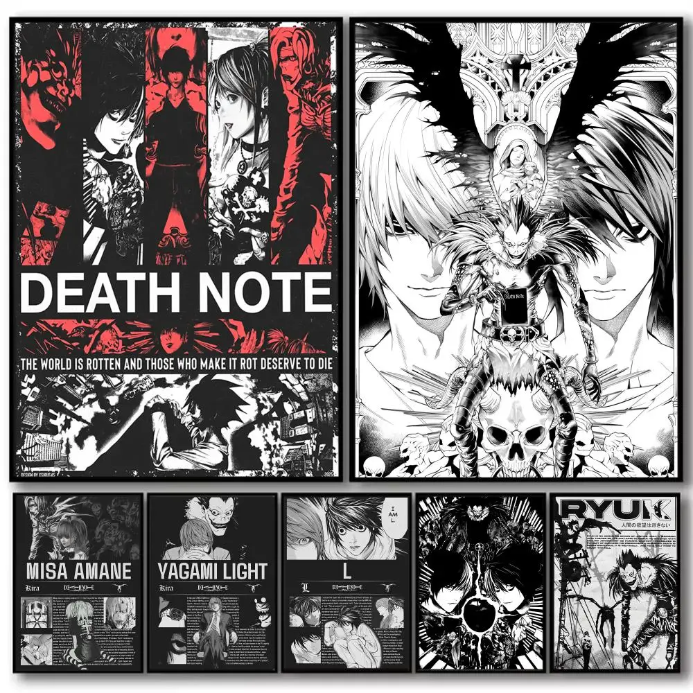 Pintura de nota D-Death de Anime, caligrafía, lienzo de algodón de alta calidad, póster, arte de pared para sala de estar, decoración moderna de cafetería