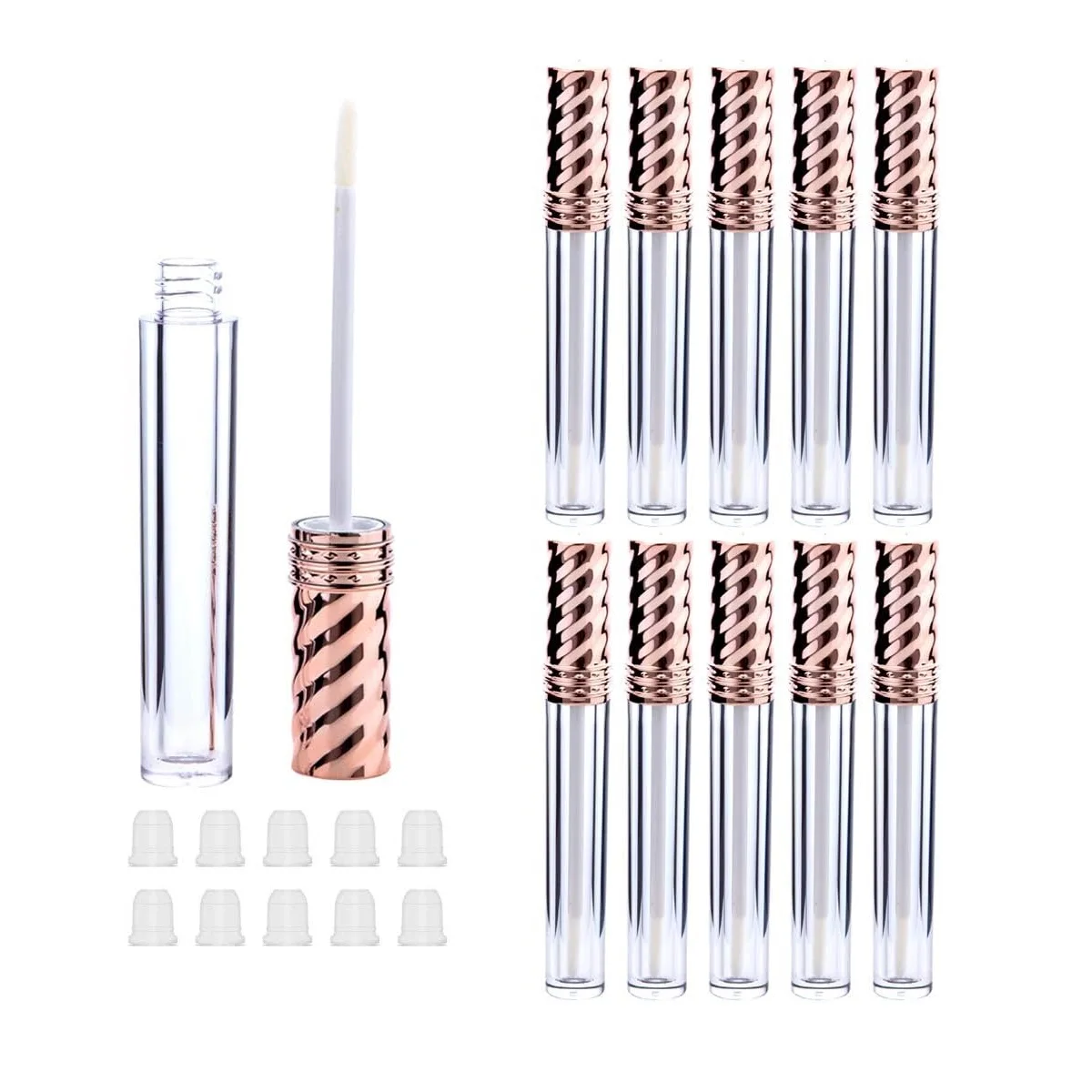 30Pcs 4ml Empty Lip Gloss Tubes Clear Plastic Refillable Bottle Container with Stoppers for DIY Lip Gloss Balm Cosmetic