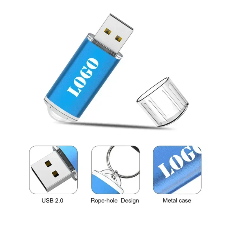 محرك فلاش USB معدني عالي السرعة مخصص 128 جيجابايت 64 جيجابايت 32 جيجابايت 16 جيجابايت 8 جيجابايت 4 جيجابايت ذاكرة فلاش USB عصا القلم محرك 128 ميجابايت 512 ميجابايت PenDrive 2.0