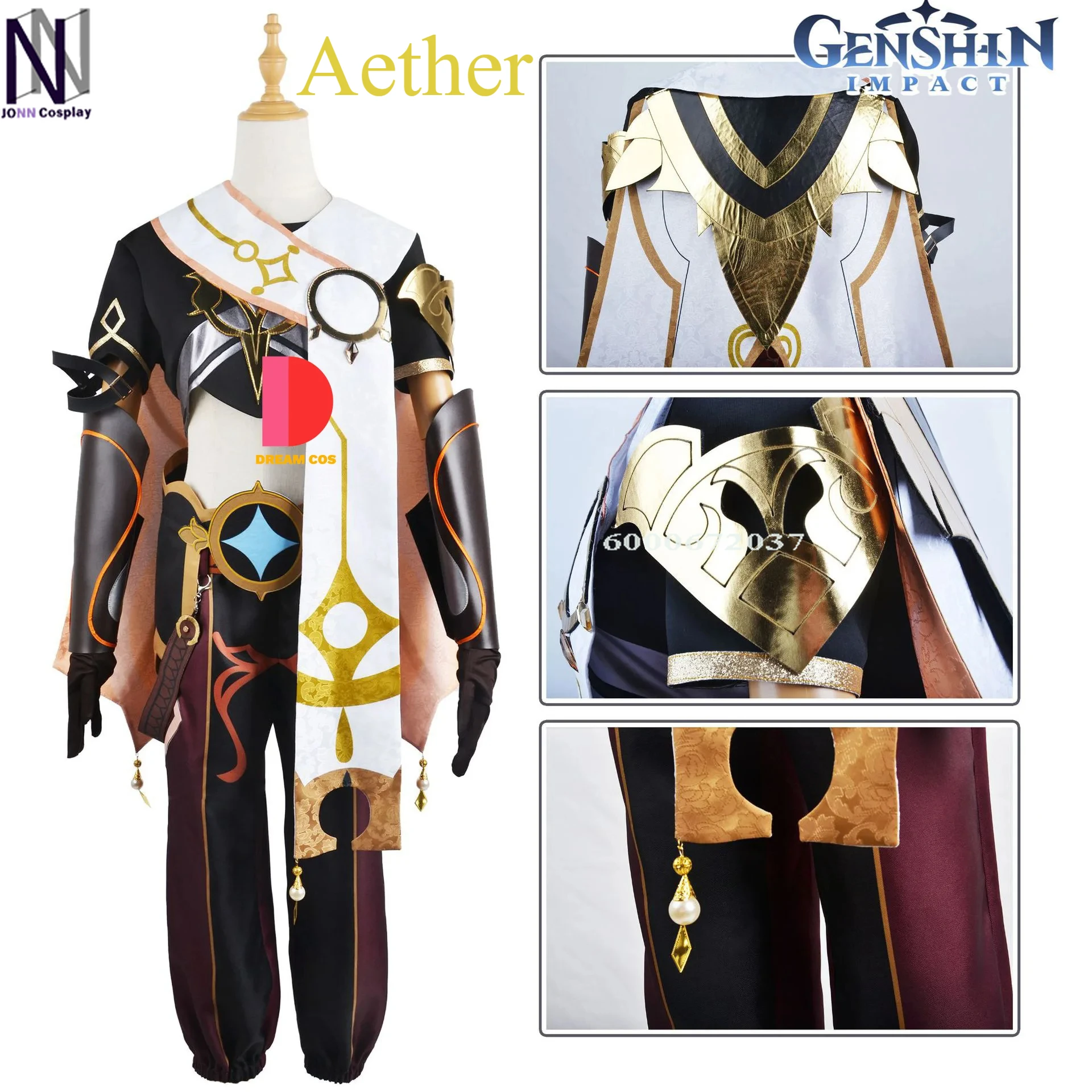 

Genshin Impact Aether Cosplay Costume Adult Carnival Uniform Wig Anime Halloween Masquerade Party Outfit Women Game Set Hot Sale