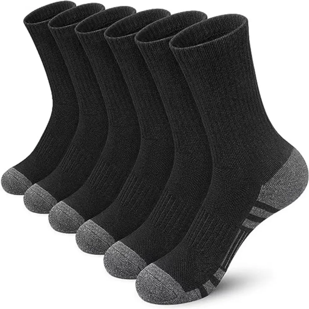 

6 Pairs Breathable Men's Outdoor Socks Ground-Gripping Comfortable Soft Gym Socks Performance Cushioned Sport Running Socks