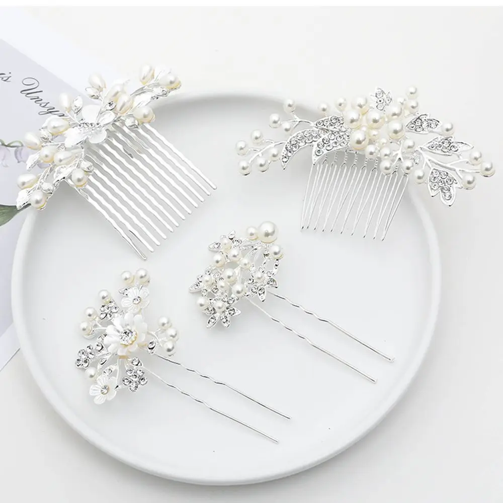 

Decorative Hairpin Alloy Temperament Women Korean Style Headwear Five-tooth Hair Comb Rhinestone Hair Stick Hair Accessories