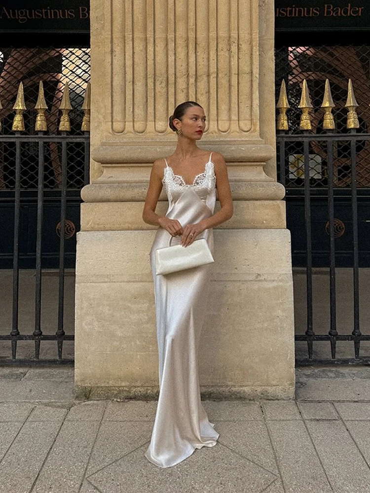 فساتين نسائية أنيقة ومثيرة بأشرطة من الدانتيل فساتين طويلة موضة رائعة كلاسيكية بقصة ضيقة كل موسم جديد للحفلات الليلية فساتين ناعمة