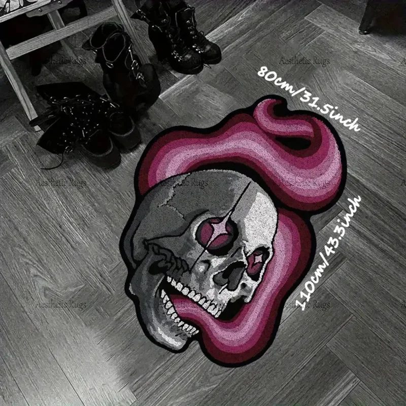 VIKAMA garbage rock style skeleton bathroom carpet anti slip washable floor mat bathroom shower room aesthetic decoration