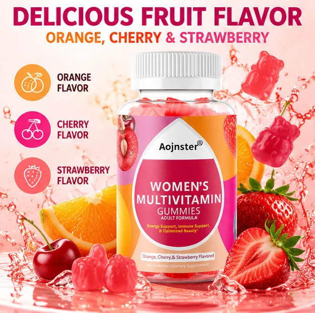Women Multivitamin Gummies 60 Gummies Per Bottle, Assorted Fruit Flavors, Portable Bottle, Daily Dietary Supplement for Women