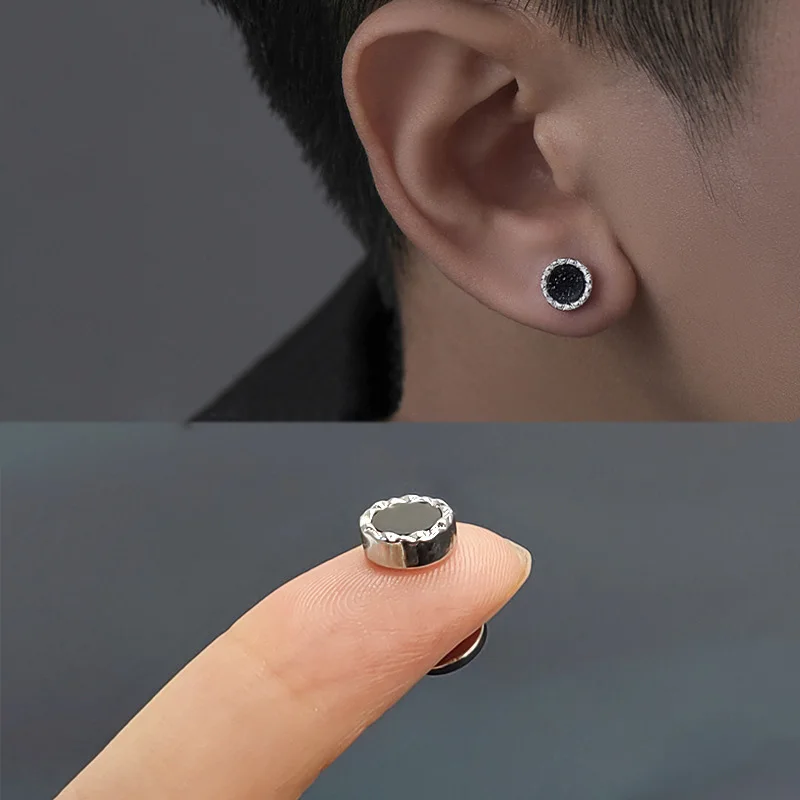2pcs Punk Men‘s Magnet Magnetic Ear Stud Non Piercing Cross Clip-on Earring Suitable Gifting Boyfriend Lover Jewelry Accessories
