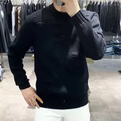 Men's Clothing Letter Crewneck Knit Sweater Male Round Collar Green Pullovers Korean Fashion Sheap Jumpers Loose Fit Sweat-shirt