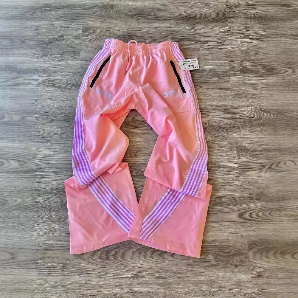 Calça casual listrada para mulheres, moletom solto, roupa larga feminina americana, retrô de rua alta, outono, Y2K, 2022