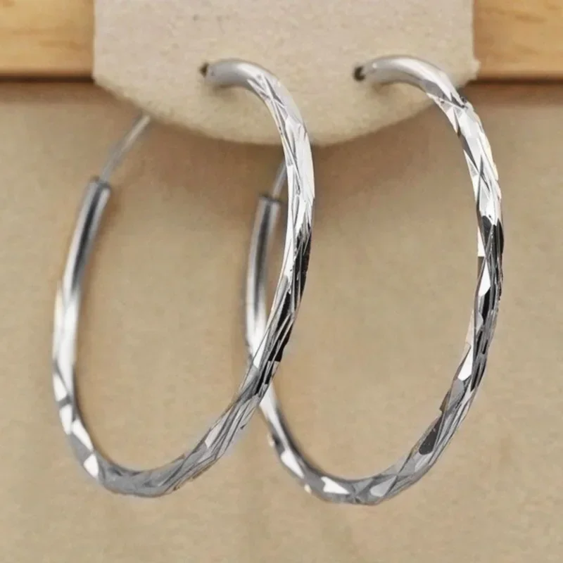 2024  Eternity Women's Hoop Earrings Metal Silver Color/Gold Color Exquisite Texture Circle Earrings Versatile Classic Jewelry