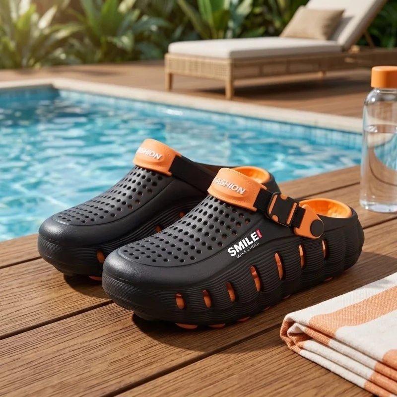 Fashion Unisex Water Sandals Spring Summer Color Block Strap Chunky Sole Easy Wear Daily Commute Clogs