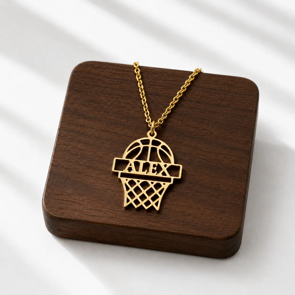 Luxury Name Stainless Steel Basketball Hoop Pendant Necklace Sports Jewelry Cool Gift For Basketball Fans Gold Rose Gold Silver