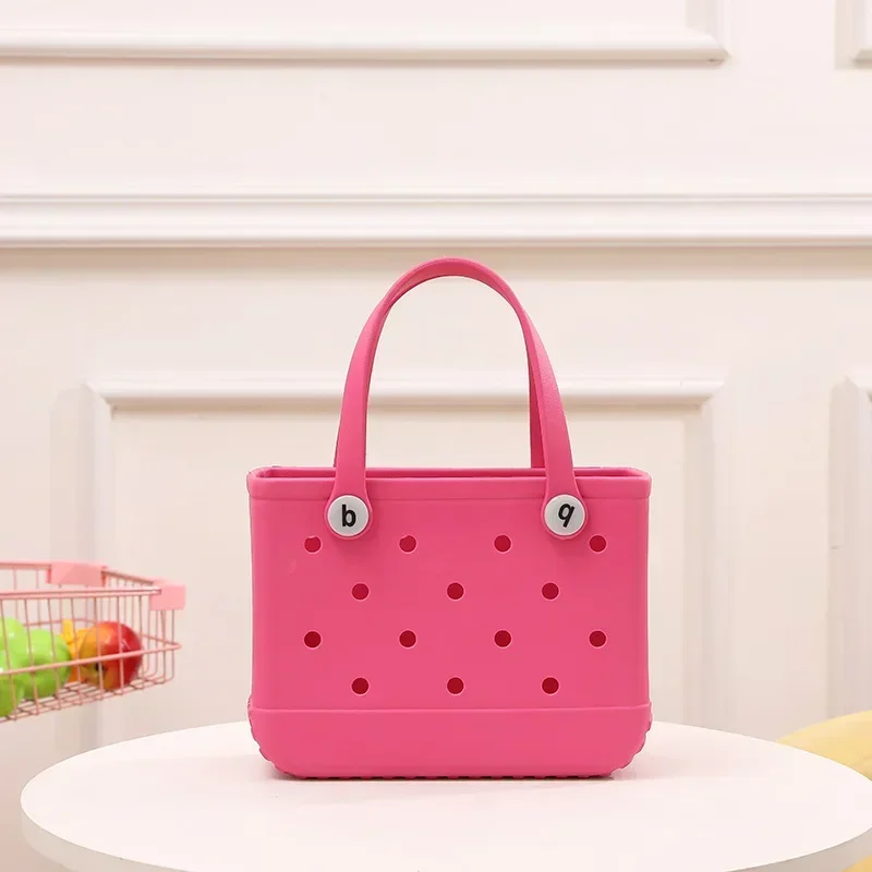 

Children Beach Tote Bag Fashion Cute Summer Storage Baskets Kids Outdoor Picnic Tote Solid Color Eva Jelly Bag Clothes Organizer