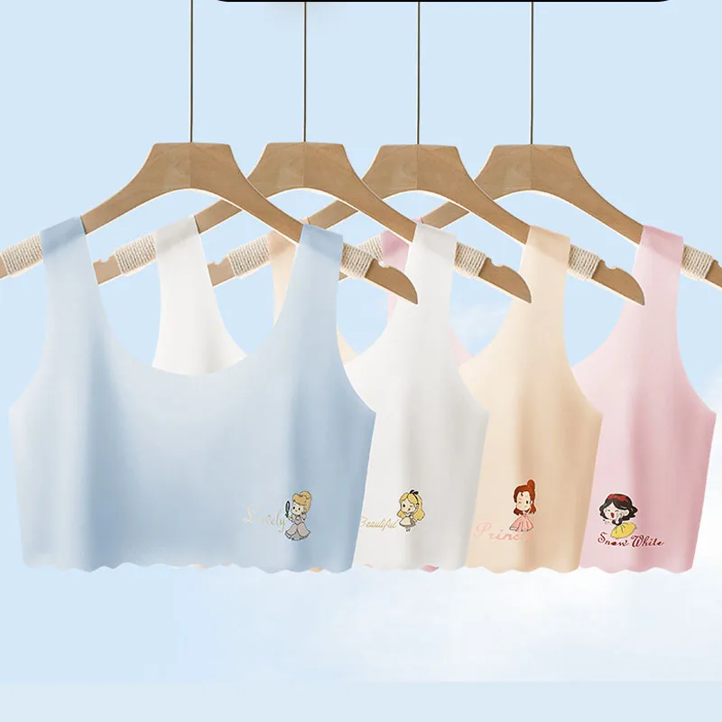 

3pcs Ultrathin Girls Training Bras Student Sports Vest Children Cartoon Seamless Bralette Kid Tops Pupils Schoolchild Underwears