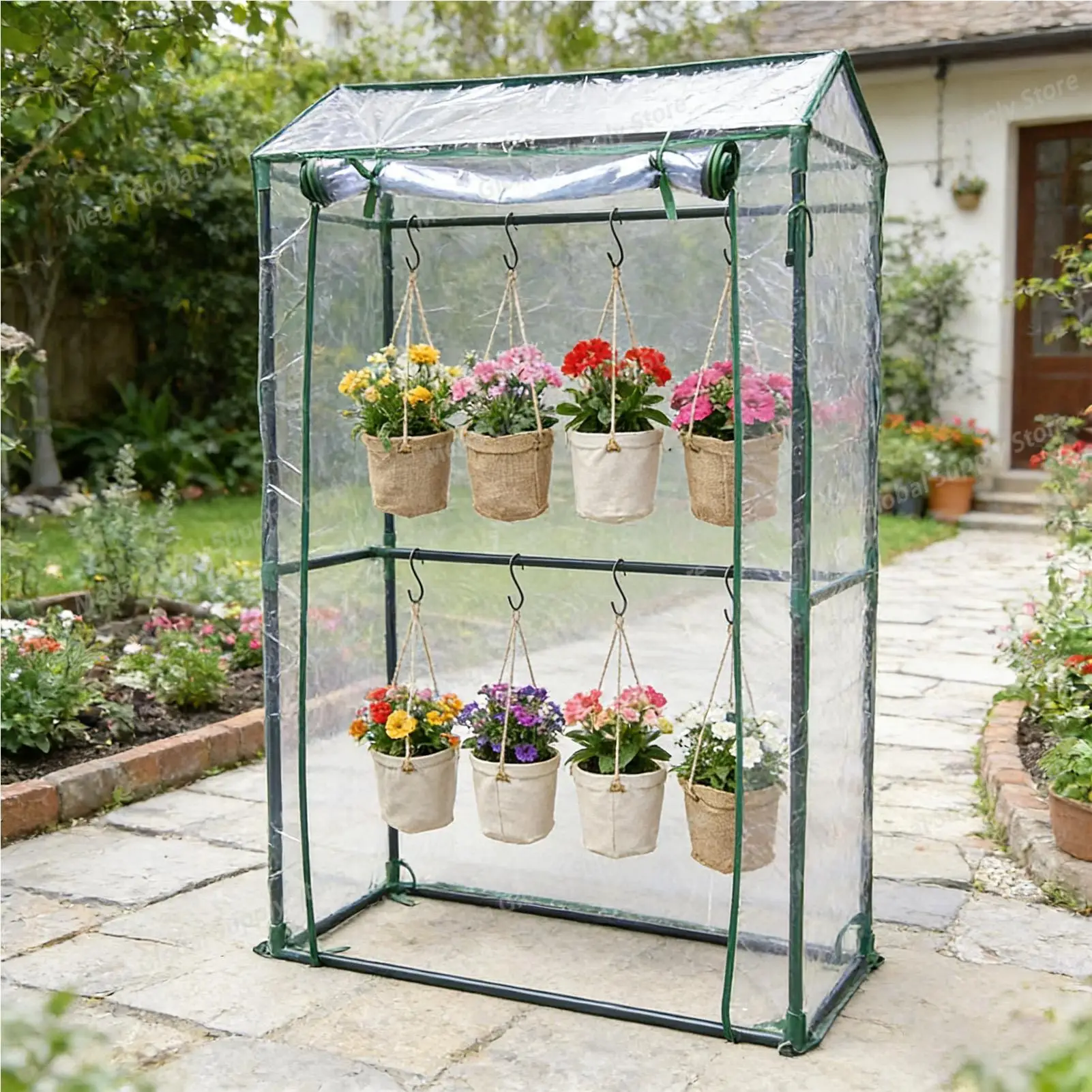 

Greenhouse Cover PVC Clear Breathable Foldable Waterproof Heavy Duty Gardening Plants Greenhouse Cover for Garden Grassland Yard