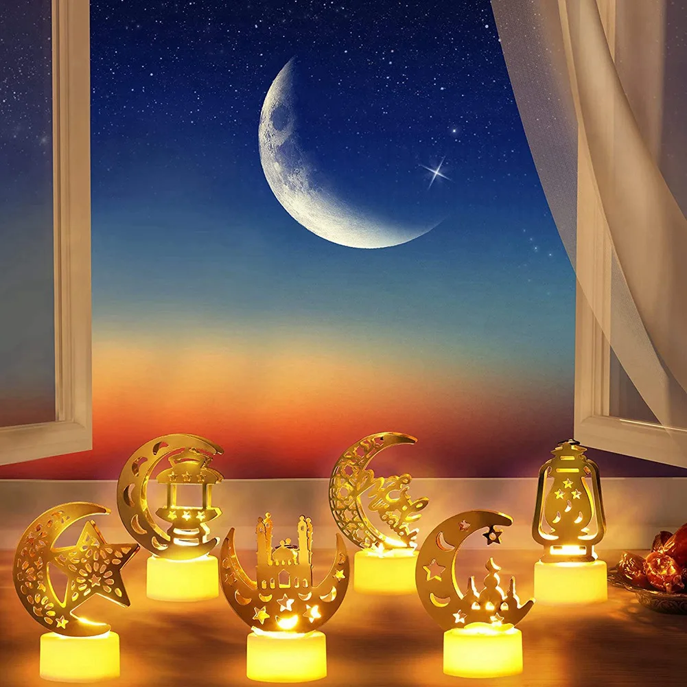 

A93Z 6 Pack Ramadan Lights Decorations Small Lantern String Electronics Light For Home