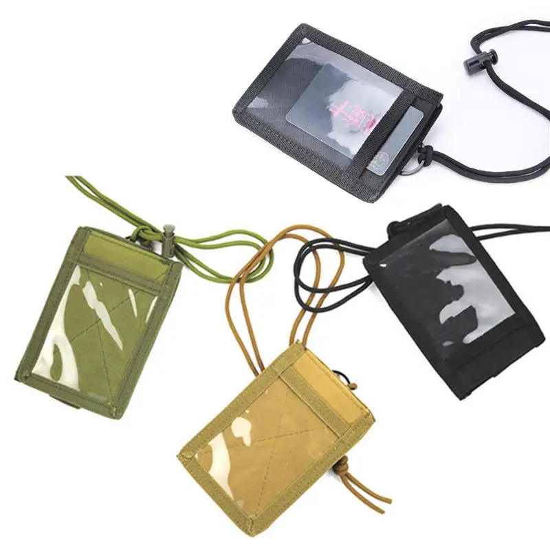 NEW Tactical ID Card Holder Hook Loop Patch Tour Guide Badge Holders Outdoor Travel Pouch Pen Purse and Nylon Lanyard