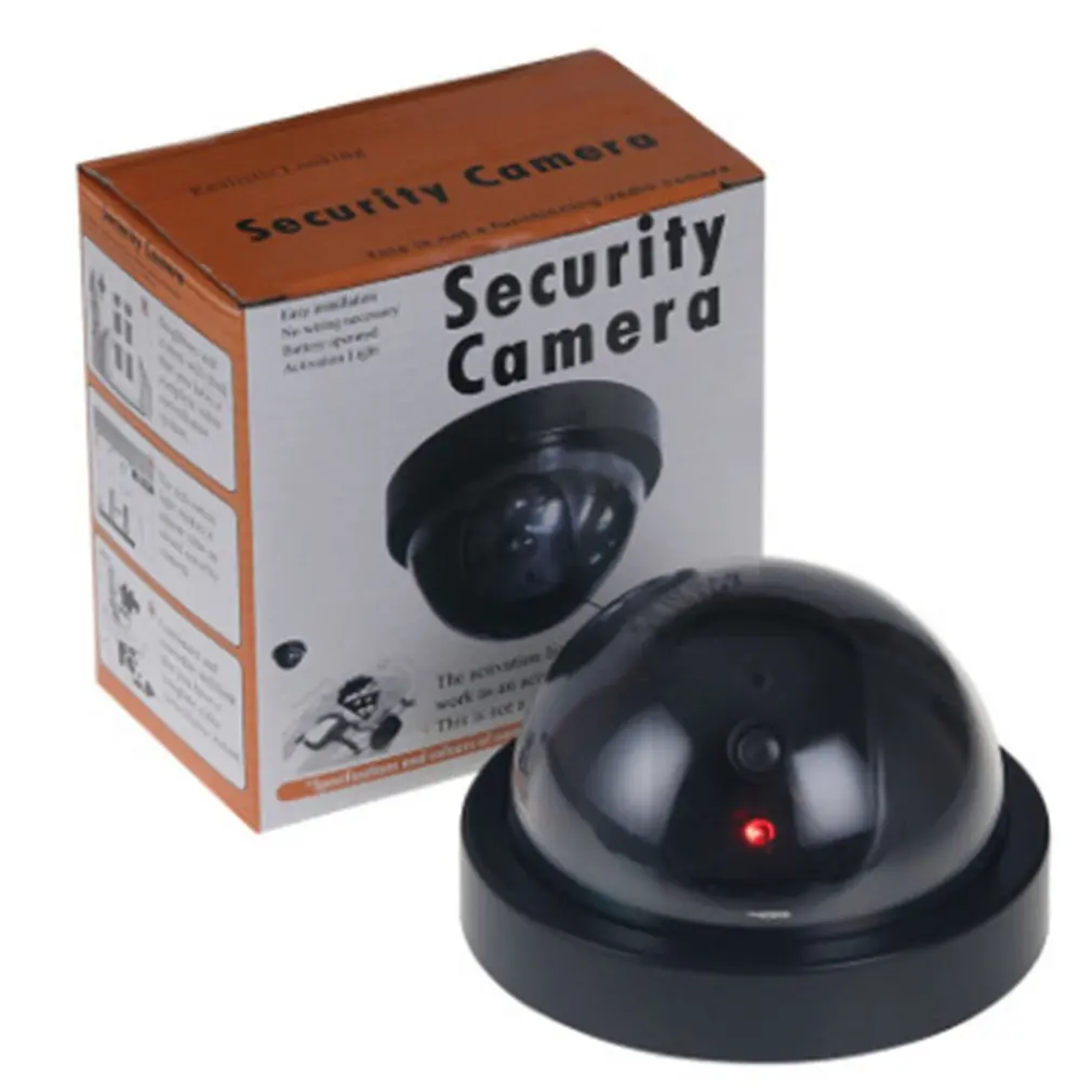 Creative Black Plastic Dome CCTV Dummy Camera Flashing Led Fake Camera Power Via AA Battery Surveillance Security System