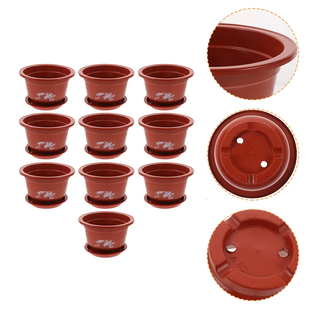 

10pcs Thickened Flower Pots With Trays Round Succulent Planters For Indoor Outdoor Garden Decorative House Plants Small Pot