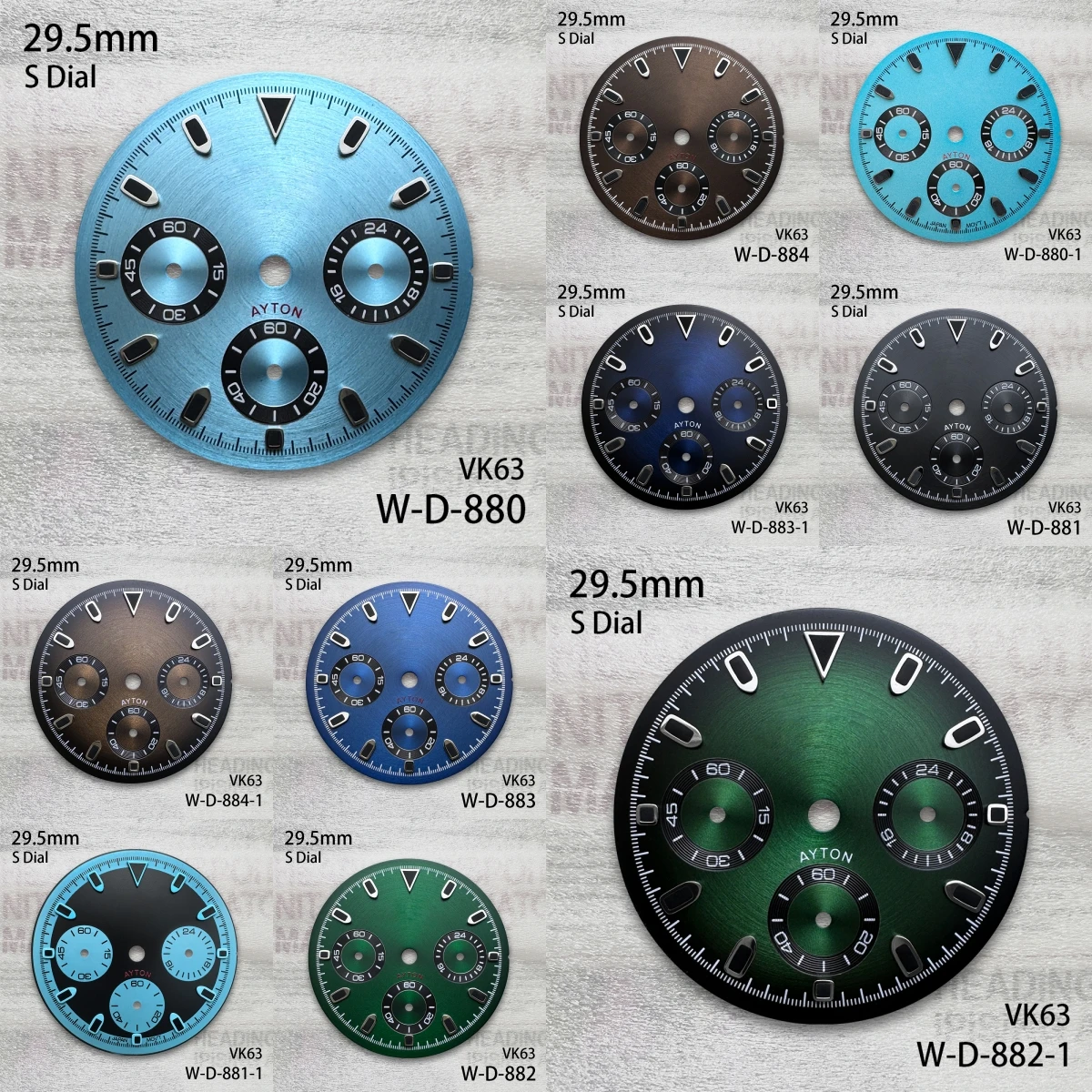 29.5mm DTN Panda S Dial Fit VK63 Quartz Movement Green Luminous CD Pattern High-Quality Dial Watch Modification Accessories