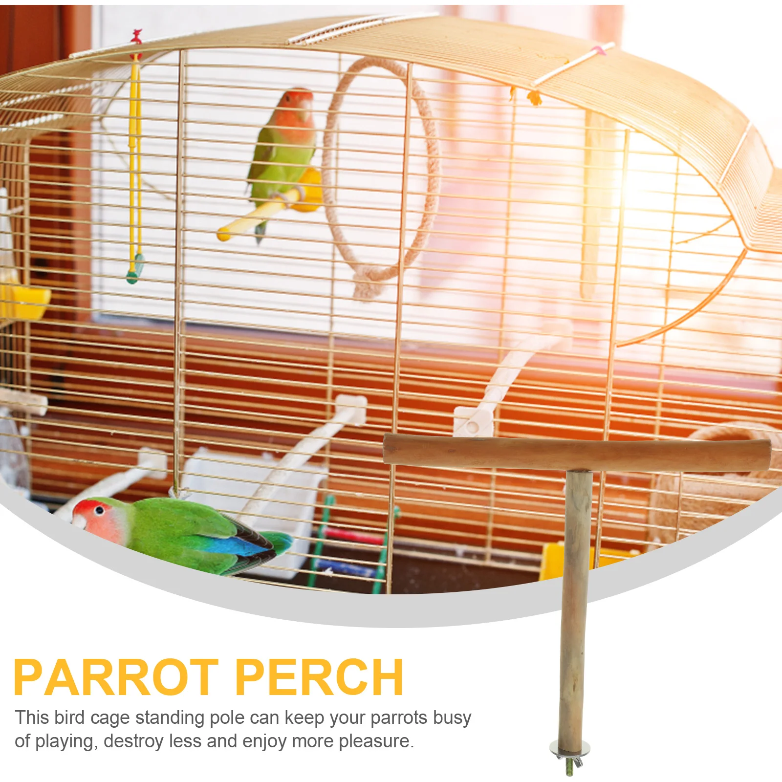 

Premium Parrot Stand Bird Perch T-Shaped Wood Play Equipment Wear-Resistant Safe Cage Accessory Toy for Cockatiel Plaything Bird