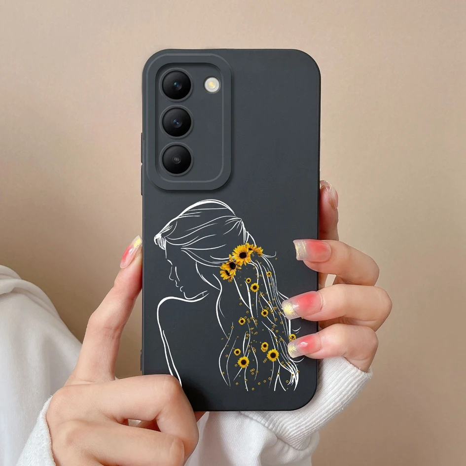 Hot Cases For Vivo V30 SE Lite E Stylish Graceful Flowers Lightweight Liquid Silicone High Quality Anti Drop For Vivo V30SE Capa