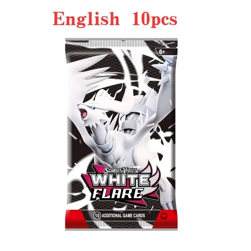 New 10Pcs/Bag Pokémon Black Dragon White Dragon Card Booster Sword Shield Series Pet Elf Flash Transaction Collectible Cards view 6