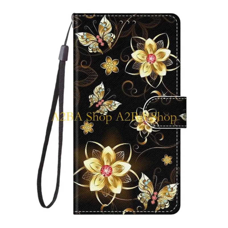 A2BA Secure Wallet Phone Case Stand Feature Hand Straps Strong Cover Small Phone Covers for Smartphone Use