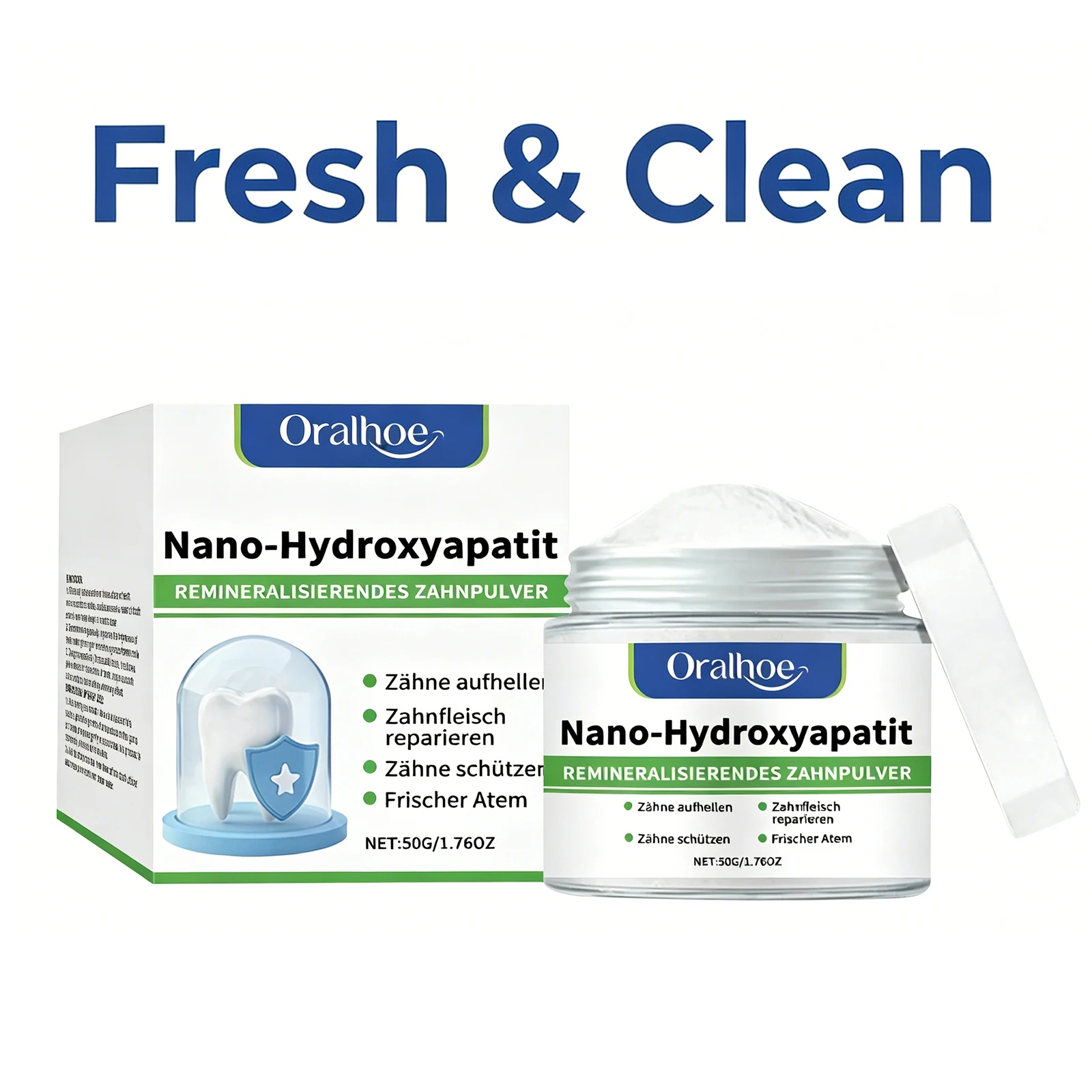 50g Nano-Hydroxyapatite Tooth Powder Brightening Dental Calculus Remover Stain Removal Gum Repair Bad Breath Nourishes Gums