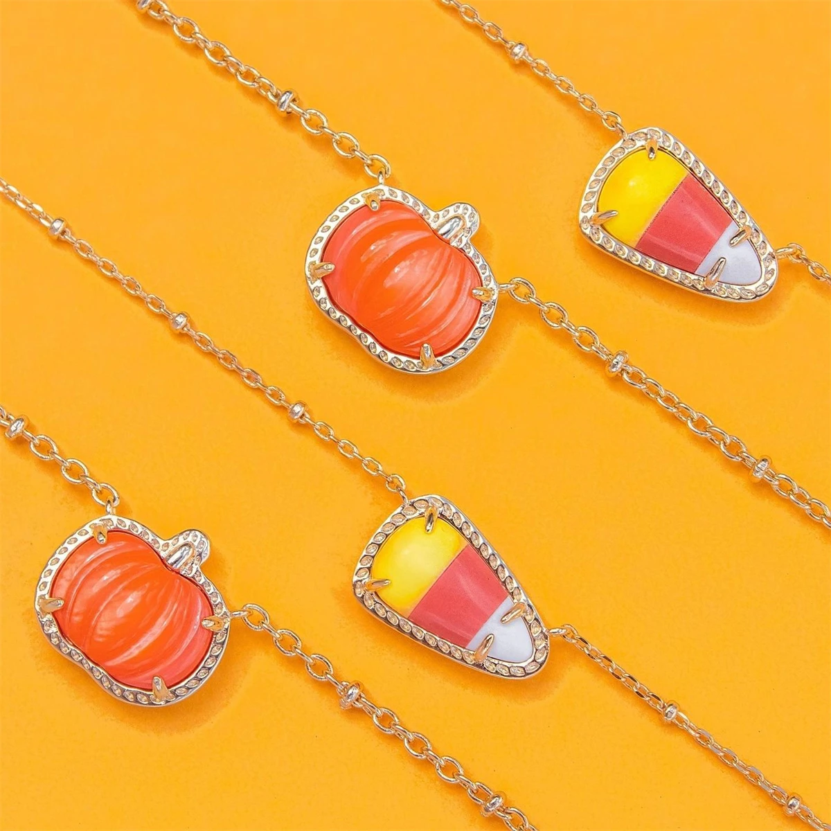 European and American style commuting accessories, new Halloween pumpkin texture gold-plated color preserving necklace