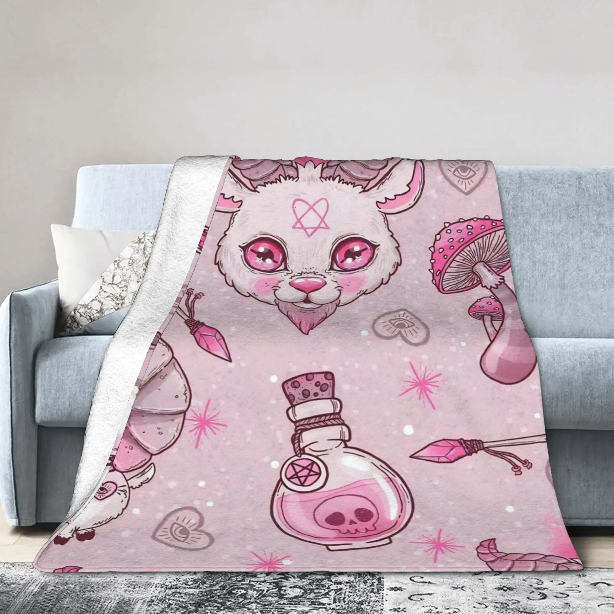 Halloween Gothic Blankets Mystical Magics Wool Novelty Soft Throw Blankets for Home  Winter